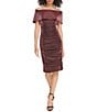 Color:Copper - Image 1 - Off-the-Shoulder Sleeveless Ruching Midi Dress
