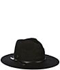 Color:Black - Image 1 - Packable Vegan Leather Tie Panama Hat
