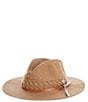 Color:Tan - Image 1 - Packable Vegan Leather Tie Panama Hat