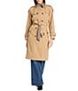 Vince Camuto Plaid Pattern Point Collar Belted Double Breasted Raincoat - Image 1