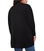 Color:Rich Black - Image 2 - Plus Size Long Sleeve Knit Tunic Cardigan
