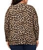 Color:Malted - Image 2 - Plus Leopard Print Long Sleeve Crew Neck Sweater