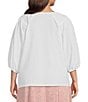 Color:New Ivory - Image 2 - Plus Size 3/4 Sleeve Crew Neck Textured Blouse