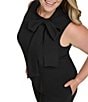 Color:Black - Image 3 - Plus Size Bow Tie Halter Neck Sleeveless Stretch Crepe Jumpsuit