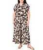 Vince Camuto Plus Size Coordinating Floral Print Drawstring Wide Leg Pants, Color:Rich Black - Image 3