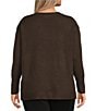 Vince Camuto Plus Size Crew Neck Long Sleeve Extended Shoulder Seamed Cozy Statement Sweater, Color:Chocolate - Image 2