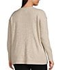 Vince Camuto Plus Size Crew Neck Long Sleeve Extended Shoulder Seamed Cozy Statement Sweater, Color:Oatmeal - Image 2