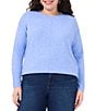 Vince Camuto Plus Size Crew Neck Long Sleeve Extended Shoulder Seamed Cozy Statement Sweater, Color:Marine Blue - Image 1