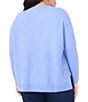 Vince Camuto Plus Size Crew Neck Long Sleeve Extended Shoulder Seamed Cozy Statement Sweater, Color:Marine Blue - Image 2