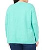 Vince Camuto Plus Size Crew Neck Long Sleeve Extended Shoulder Seamed Cozy Statement Sweater, Color:Brilliant Aqua - Image 2