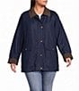 Vince Camuto Plus Size Denim Corduroy Point Collar Snap Front Barn Style Jacket - Image 2