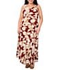 Vince Camuto Plus Size Floral Printed Woven Square Neck Sleeveless Shift Maxi Dress, Color:Chili - Image 1