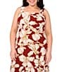 Vince Camuto Plus Size Floral Printed Woven Square Neck Sleeveless Shift Maxi Dress, Color:Chili - Image 3