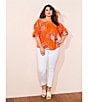 Vince Camuto Plus Size Frayed Hem Skinny Ankle Jeans, Color:Ultra White - Image 6