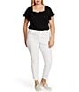 Vince Camuto Plus Size Frayed Hem Skinny Ankle Jeans, Color:Ultra White - Image 3