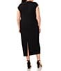 Vince Camuto Plus Size Knit Boat Neck Cap Sleeve Midi Sheath Dress, Color:Rich Black - Image 2
