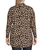 Color:Rich Black - Image 2 - Plus Size Knit Leopard Drape Cardigan