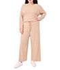Vince Camuto Plus Size Coordinating Knit Wide Leg Drawstring Pants, Color:Warm Oatmeal Heather - Image 3
