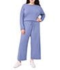Vince Camuto Plus Size Coordinating Knit Wide Leg Drawstring Pants, Color:Horizon Blue - Image 3