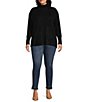 Color:Rich Black - Image 3 - Plus Size Long Sleeve Turtleneck Sweater