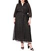 Vince Camuto Plus Size Lurex Dotted Mesh V-Neck Long Sleeve Maxi Dress, Color:Rich Black - Image 1