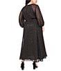 Vince Camuto Plus Size Lurex Dotted Mesh V-Neck Long Sleeve Maxi Dress, Color:Rich Black - Image 2