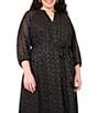 Vince Camuto Plus Size Lurex Dotted Mesh V-Neck Long Sleeve Maxi Dress, Color:Rich Black - Image 3