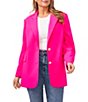Color:Hot Pink - Image 1 - Plus Size Notch Lapel Pocketed Boyfriend Blazer