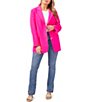 Color:Hot Pink - Image 3 - Plus Size Notch Lapel Pocketed Boyfriend Blazer