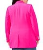 Color:Hot Pink - Image 2 - Plus Size Notch Lapel Pocketed Boyfriend Blazer