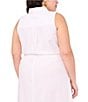 Vince Camuto Plus Size Point Collar Sleeveless Button Down Blouse, Color:Ultra White - Image 2