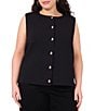 Vince Camuto Plus Size Round Neck Sleeveless Sweater Vest, Color:Rich Black - Image 1