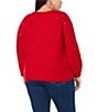 Vince Camuto Plus Size Sequin Round Neck Long Sleeve Sweater, Color:Luminous Red - Image 2