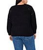 Vince Camuto Plus Size Sequin Round Neck Long Sleeve Sweater, Color:Rich Black - Image 2