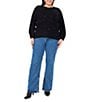 Vince Camuto Plus Size Sequin Round Neck Long Sleeve Sweater, Color:Rich Black - Image 3