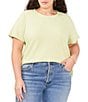 Color:Foam Green - Image 1 - Plus Size Short Sleeve Crew Neck Solid Knit Tee Shirt