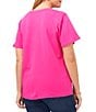 Color:Hot Pink - Image 2 - Plus Size Short Sleeve Crew Neck Solid Knit Tee Shirt