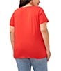 Color:Tulip Red - Image 2 - Plus Size Short Sleeve Crew Neck Solid Knit Tee Shirt