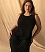 Vince Camuto Plus Size Sleeveless Crew Neck Keyhole Back Knit Maxi Dress, Color:Rich Black - Image 7