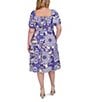 Vince Camuto Plus Size Square Neck Short Puff Sleeve A-Line Midi Dress, Color:Blue - Image 2