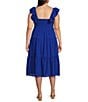 Vince Camuto Plus Size Square Neck Sleeveless Midi Fit And Flare Dress, Color:Cobalt - Image 2