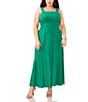 Color:Mint Julep - Image 1 - Plus Size Square Neck Sleeveless Empire Waist Maxi Dress