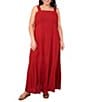 Vince Camuto Plus Size Square Neck Sleeveless Empire Waist Maxi Dress, Color:Chili - Image 1