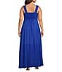 Color:Cobalt - Image 2 - Plus Size Square Neck Sleeveless Empire Waist Maxi Dress