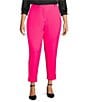 Color:Hot Pink - Image 1 - Plus Size Straight Leg Front Pleat Cuffed Hem Soho Stretch Twill Tailored Pants