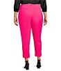 Color:Hot Pink - Image 2 - Plus Size Straight Leg Front Pleat Cuffed Hem Soho Stretch Twill Tailored Pants