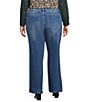 Vince Camuto Plus Size Stretch Denim Wide Leg Patch Pocket Jeans, Color:Sunwash Blue - Image 2