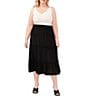 Color:Rich Black - Image 3 - Plus Size Tiered Smocked Elastic Waist Pull-On Midi Skirt