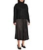 Vince Camuto Plus Size Turtleneck Long Sleeve Twofer Slip Maxi Dress, Color:Rich Black - Image 3
