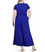 Color:Cobalt - Image 2 - Plus Size Twist Front Short Sleeve V-Neck Jumpsuit